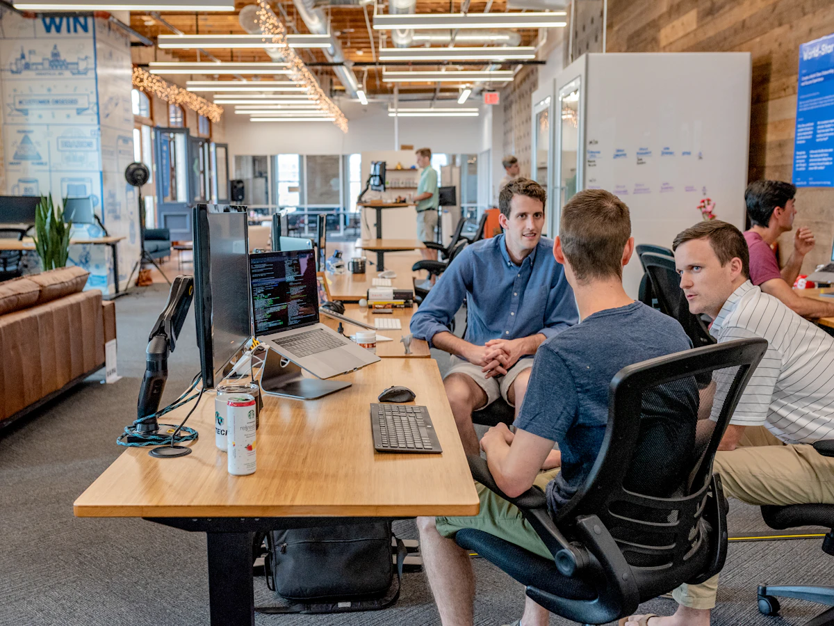 Startup team scaling growth with marketing strategy